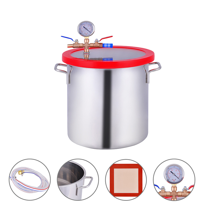 Vacuum Chamber Kit With Pump - 7.2L/12L/20L Stainless Steel Vacuum Degassing Chamber