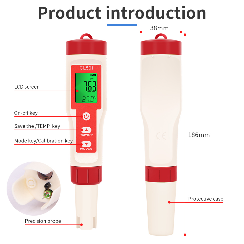 PH/CL2/H2/ORP/Temperature Mete - огляд і ціна Ph Meter Digital Water Tester
