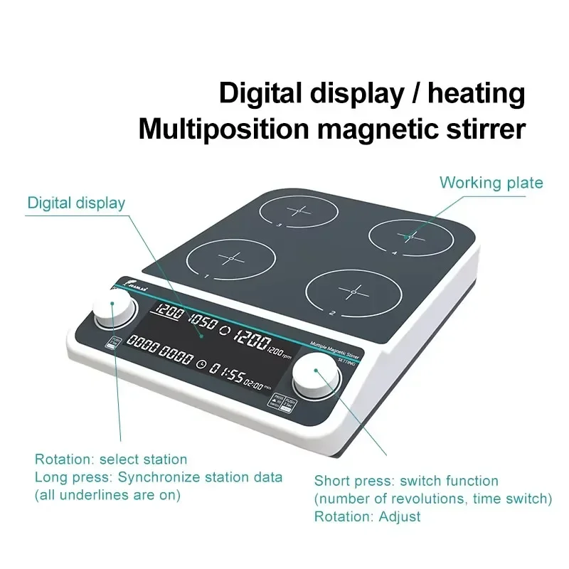 Four-station Six-Position Mult - огляд і ціна Lab Magnetic Stirrer Hot Plate