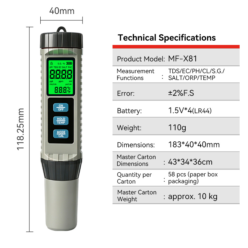 MF-X81 Portable Multi Water Qu - огляд і ціна Ph Meter Digital Water Tester